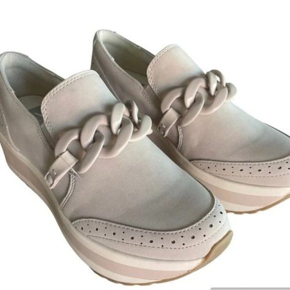 Dolce Vita Jhenee perforated slip on sneakers with chain. Dune Suede. - Picture 4 of 5